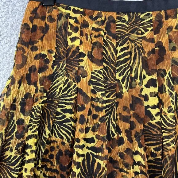 WDNY Skirt 6 Small Mini Knee Pleated Silk Animal Leopard Zebra Pleated 90s Y2K S - Picture 2 of 11